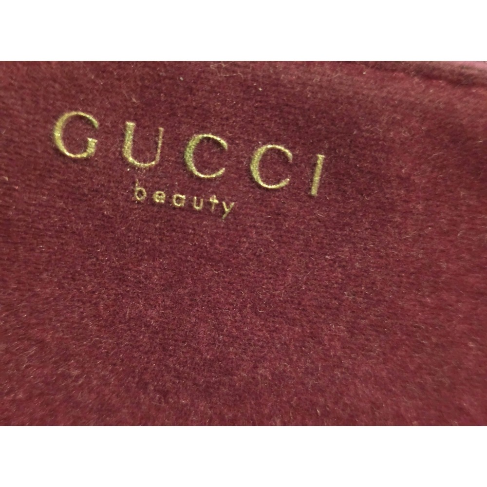 Authentic Gucci Velvet Beauty Bag Cosmetic Case Magenta Purple Gold 9.5x5.5" - Picture 3 of 12